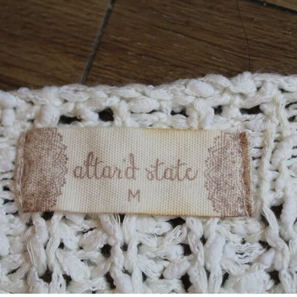 Altar’d State Cream Chunky Knit Fringe Hem Sweater Women’s Medium - Picture 4 of 7